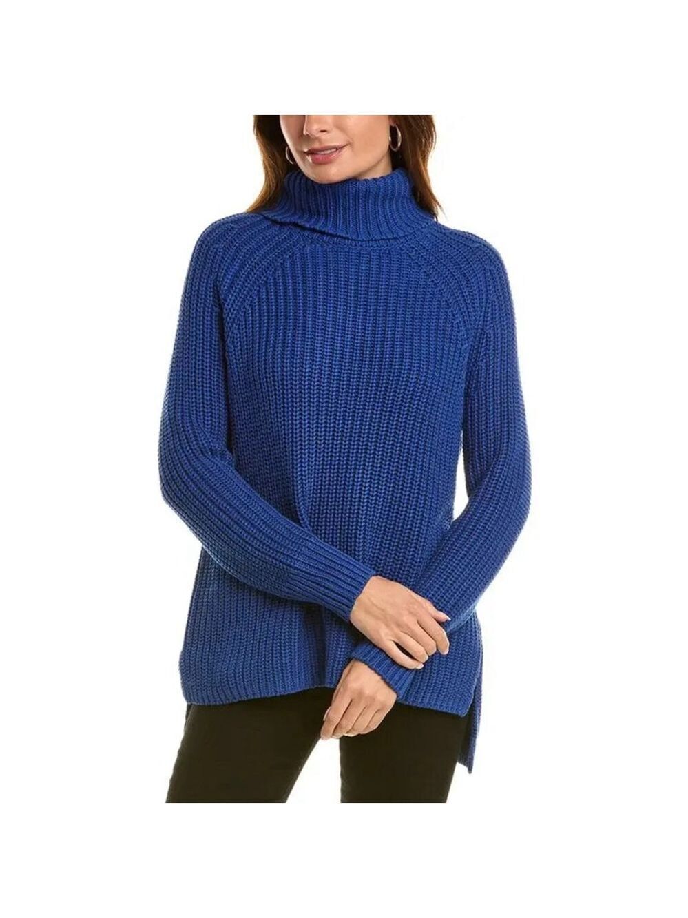 Women's 525 America Blue Cotton Shacker Turtleneck Sweater L